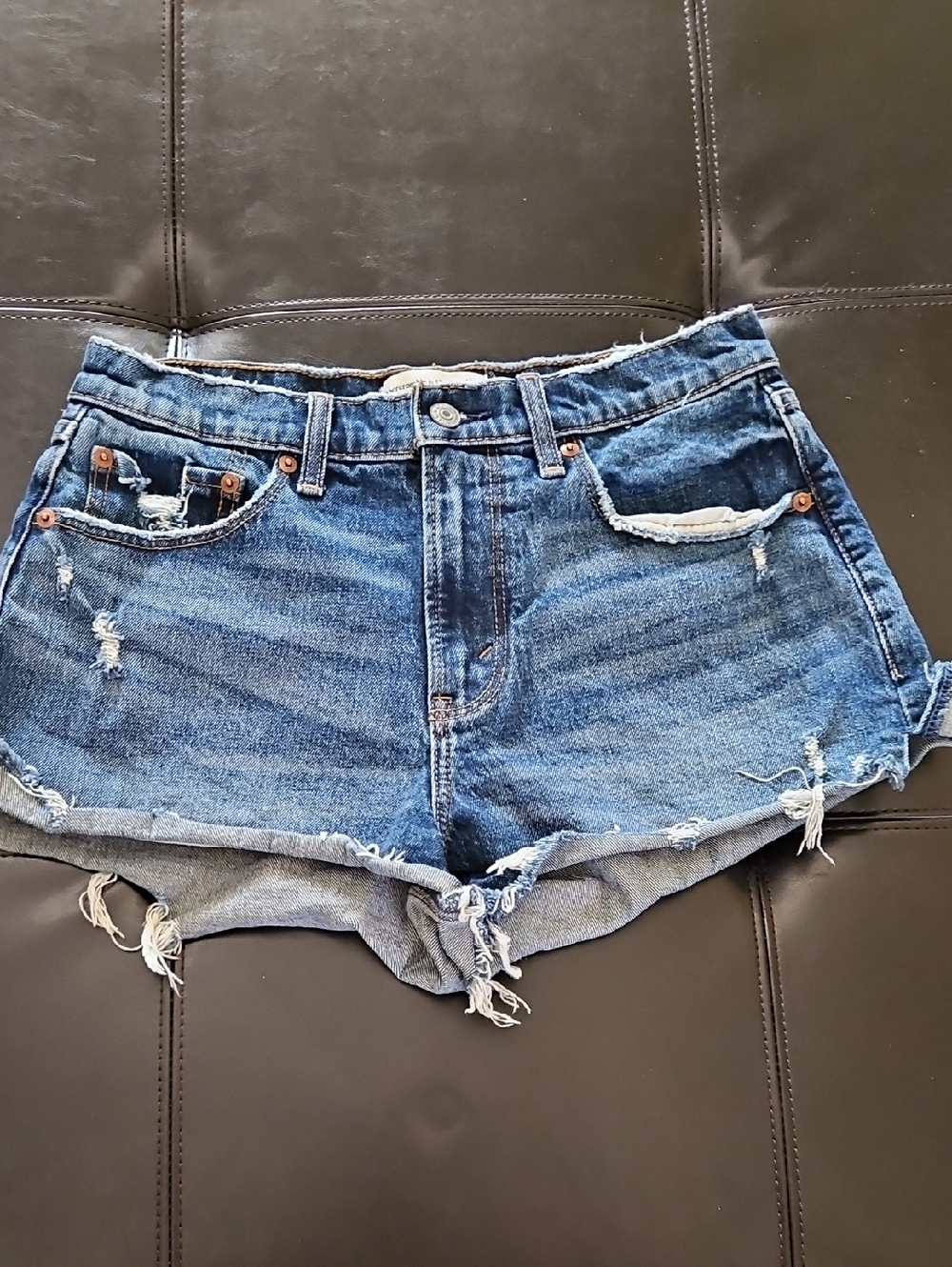 Abercrombie and Fitch Size 27/4 Women's Distressed Dark Blue Denim Cutoff Shorts